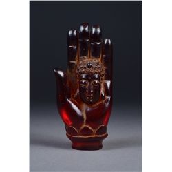 Chinese Carved Amber Buddha Hand