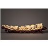 Image 1 : Openwork Carved Ivory Tusk: 3 Lions & Puzzle Ball