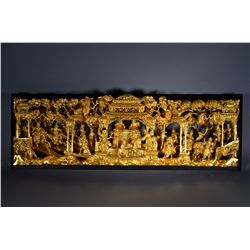 Exceptional Chinese Gilt Gold (3-5 oz) Wood Plaque