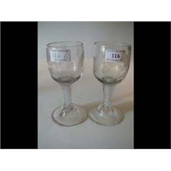 A Pair of 19th Century Glass Wines, engrav...