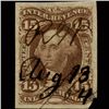 Image 1 : 1860s US Revenue Stamp 15c Inland Exch. Imperf (STM-1438)