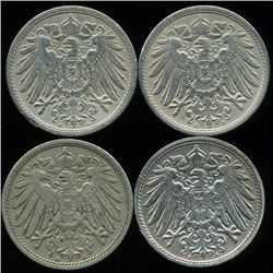 1908A Germany 10pf VF/AU 4Pcs (COI-9851)