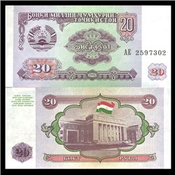 1994 Tajikistan 20 Ruble Crisp Uncirculated Note (CUR-06111)