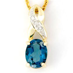 1.83ct London Blue Topaz/Diamond 9K Gold Pendant (JEW-9156X)