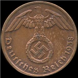 1938A Germany 1pf AU+ ERROR (COI-9916)