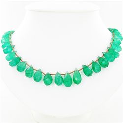 285ct Natural Green Quartz Briolette Necklace  (JEW-3813)