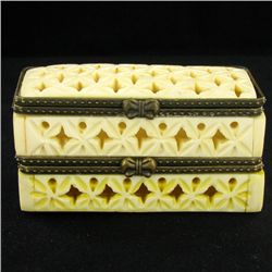 Chinese Handcarved Bone Double Gem Box (CLB-855)