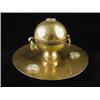 Image 1 : A brass inkwell, with a central globe, wit...