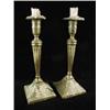Image 1 : A pair of George III style brass candlesti...