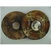 Image 1 : A walnut and brass mounted circular frame ...