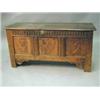 Image 1 : A 17th century oak coffer, with plank top ...