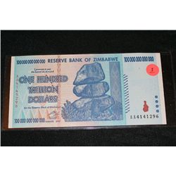 One Hundred Trillion Dollar Bill from Zimbabwe