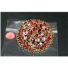 Image 1 : Vintage Pink & Red Crystal Brooch