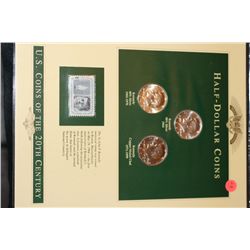 Three Kennedy Half-Dollar Coin Set & 5 cent JFK Memorial Stamp