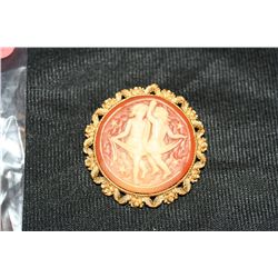 Vintage Brown Cameo Brooch