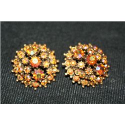 Two Vintage Rhinestone Clip-on Earrings