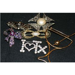 Lot of 6, Vintage Brooches