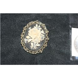 Vintage Rose Cameo Brooch