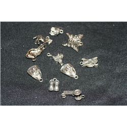 Lot of 10, Various Pewter Charms