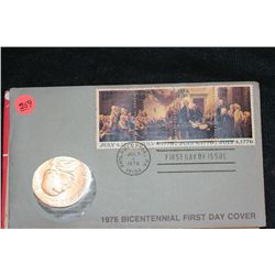 1976 American Revolution Bicentennial Commemorative Medal & First Day Issue Stamps