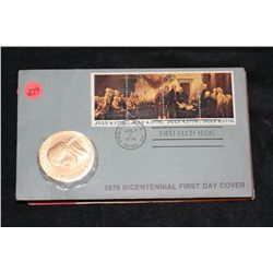 1976 American Revolution Bicentennial Commemorative Medal & First Day Issue Stamps
