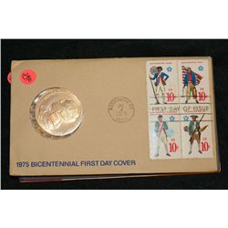1975 American Revolution Bicentennial Commemorative Medal & First Day Issue Stamps