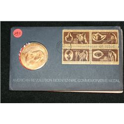 1972 American Revolution Bicentennial Commemorative Medal & First Day Issue Stamps