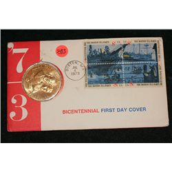 1973 American Revolution Bicentennial Commemorative Medal & First Day Issue Stamps
