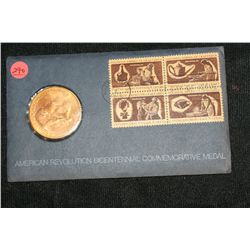 1972 American Revolution Bicentennial Commemorative Medal & First Day Issue Stamps