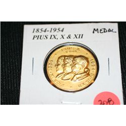1954 Pope Pius IX, X, & XII Medal