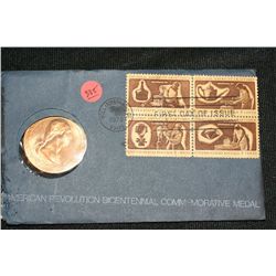 1972 American Revolution Bicentennial Commemorative Medal & First Day Issue Stamps