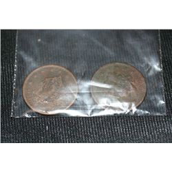 Lot of Two, Large Cents unknown dates & conditions