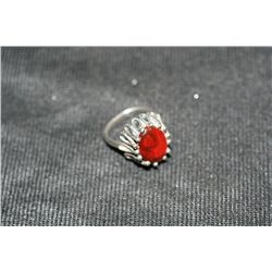 Sterling Silver Ring with Red Stone