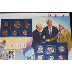 1995 US UNC Mint Set Panel from Philadelphia & Denver and Stamp set