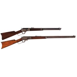 Two Marlin Lever Action Long Guns -A) Marlin Model 94 Lever Action Saddle Ring Carbine