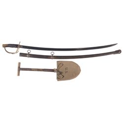 Civil War Model 1860 Light Cavalry Saber and WWII Entrenching Tool