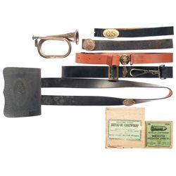 Two Boxes of Vintage Ammunition for Spencer Arms and Grouping of Civil War Reenactor Leather Accoutr