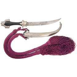 Silver and Gold Fitted Dagger with Matching Sheath and Hanger