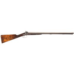 Engraved British Samuel and C Smith Double Barrel Side by Side Percussion Shotgun