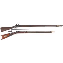 Two Blackpowder Long Guns -A) Marlborough Reconversion Flintlock Musket with Bayonet