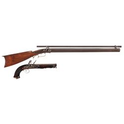 Two Antique Firearms -A) T. Davidson Marked Percussion Rifle with Scope