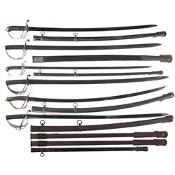 Six Sabers, Chiefly English, and 3 Extra Scabbards