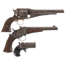 Three Antique Remington Handguns -A) Martially Inspected Remington New Model Army Percussion Revolve