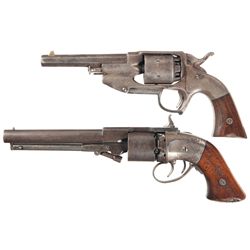 Two Navy Percussion Revolvers -A) Rare Allen & Wheelock Center Hammer Navy Percussion Revolver