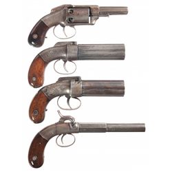 Four American Percussion Handguns -A) Allen & Wheelock Large Frame Double Action Pocket Revolver