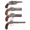 Image 1 : Four American Percussion Handguns -A) Allen & Wheelock Large Frame Double Action Pocket Revolver