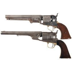 Two Antique Colt Revolvers -A) U.S. Colt Model 1851 Navy Percussion Revolver