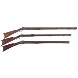 Three Percussion Rifles -A) Full Stock Percussion Conversion Rifle
