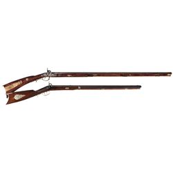 Two Percussion Long Guns -A) W. Aston Marked Conversion Percussion Kentucky Rifle