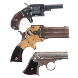 Three Antique Hand Guns -A) Robin Hood No. 1 Long Spur Trigger Revolver